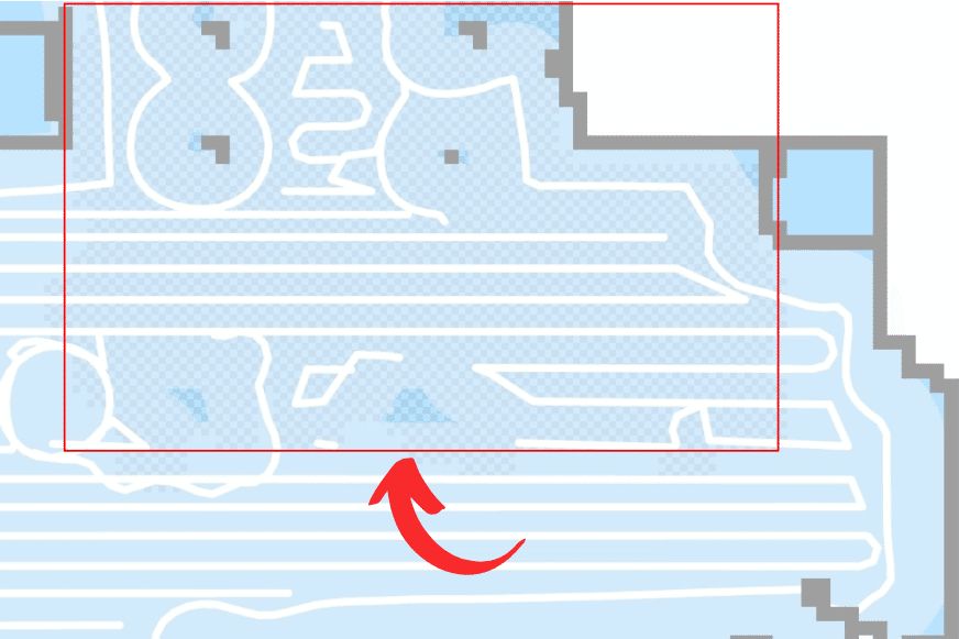 The carpet can be seen hatched in the map of the Dreame L10s Ultra.